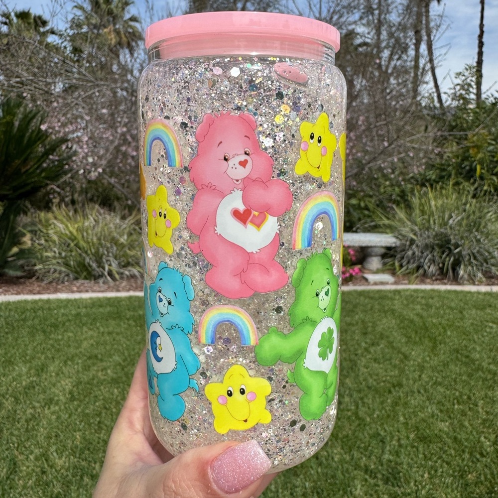 Care Bears snow globe glass Tumbler 16oz
